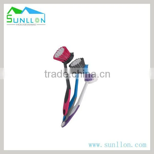 Colourful Plastic Long Handle Holloware Brush PP Bristle Brush Cleaning Kitchen Washing Brush