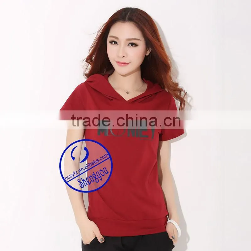 china fashion custom short sleeve hoodie manufacturer