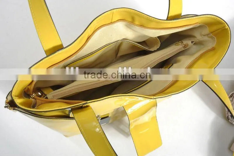 New arrival! Patent leather turn lock tote bags 2012 Fashion ladies leather handbags