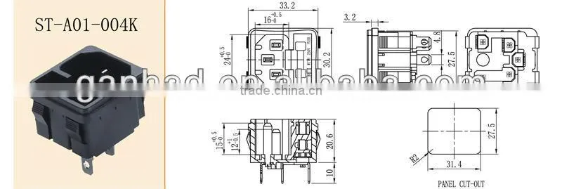 3 pin AC inlet with Fuseholder &AC power socket with fuseholder