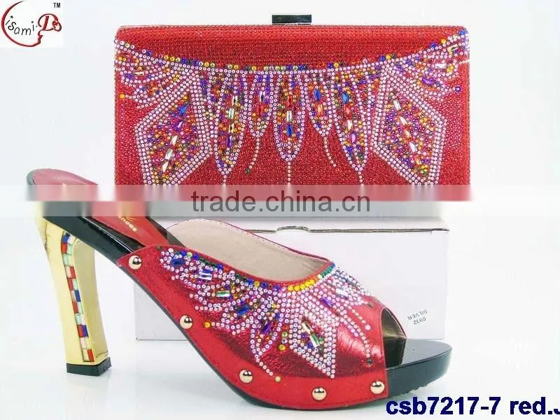 CSB7217 Top fashion latest fashion woman italy style high heel shoes and glitter bags