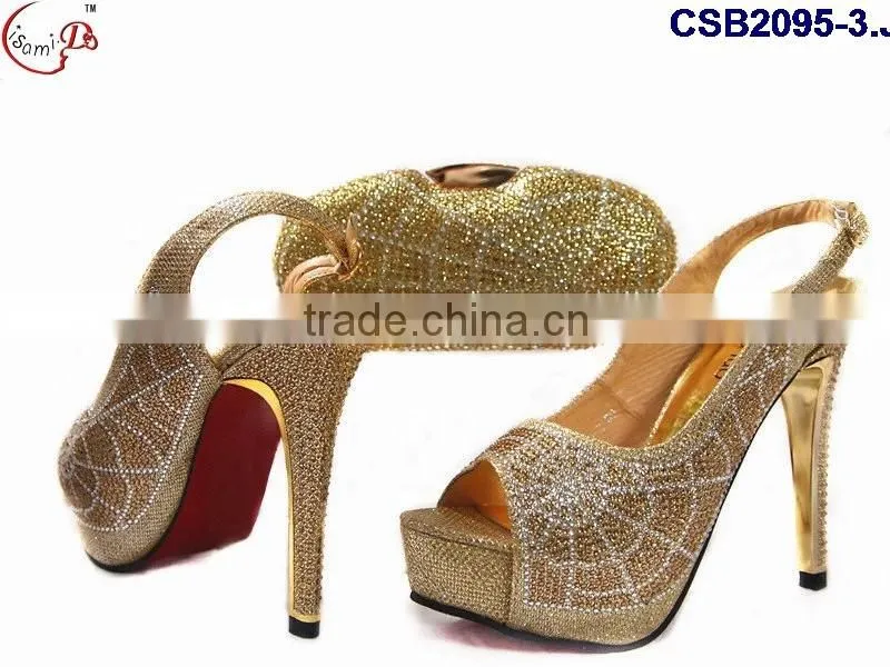 CSB2095 2016 the latest top fashion woman High quality italy style high heel sandal shoes with matching purse/cluth/bag