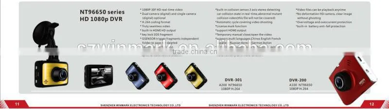 wholesale 2014 DVR-300 Car DVR with 1080P H.264 Wide Angle Camera,Tachograph with HDMI HD output and control on car DVD player