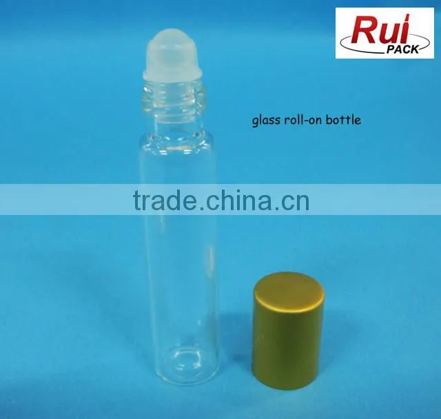 10ml glass roll-on bottle, glass tube-type bottle, glass roll-on bottle with aluminum cap