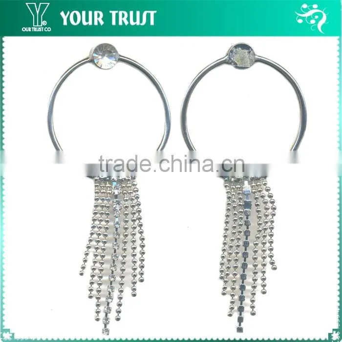 4MM Clear Cystal Drop Rhinestone Frame Rhodium Metal Belt Buckle