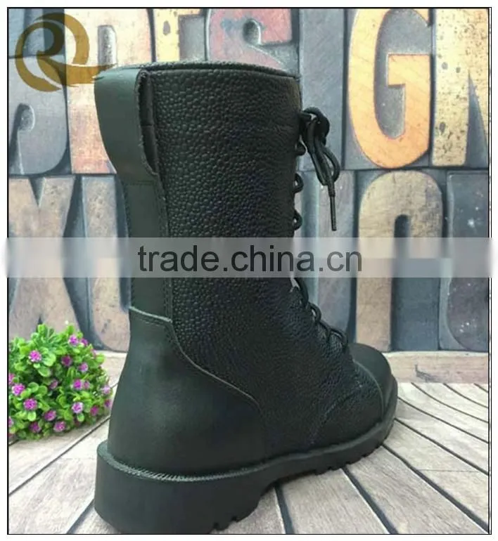 Hot sale black leather army military combat tactical boots for man