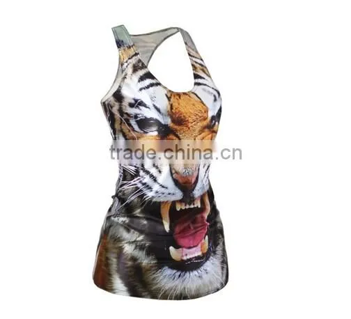 New Womens tiger covered vibrant native tribal 3D Print Basketball Vest