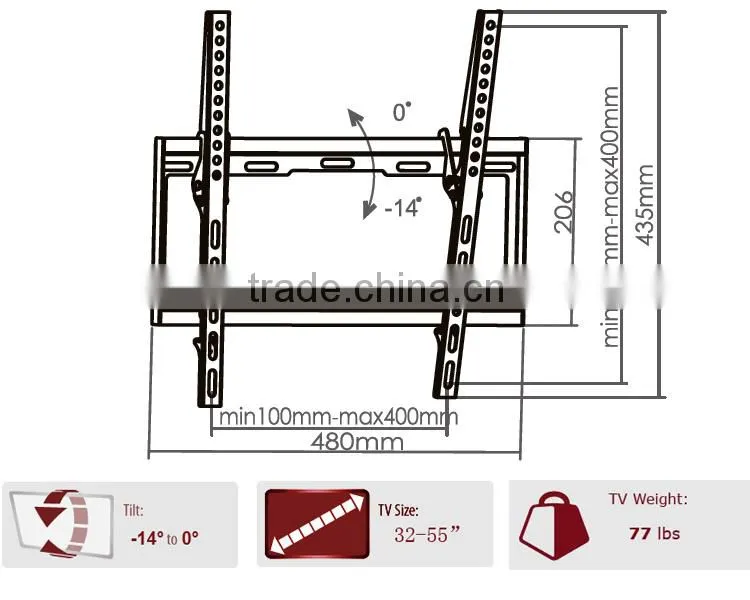 Tilted 32"-55" LED LCD TV Wall Mount Shelf Bracket