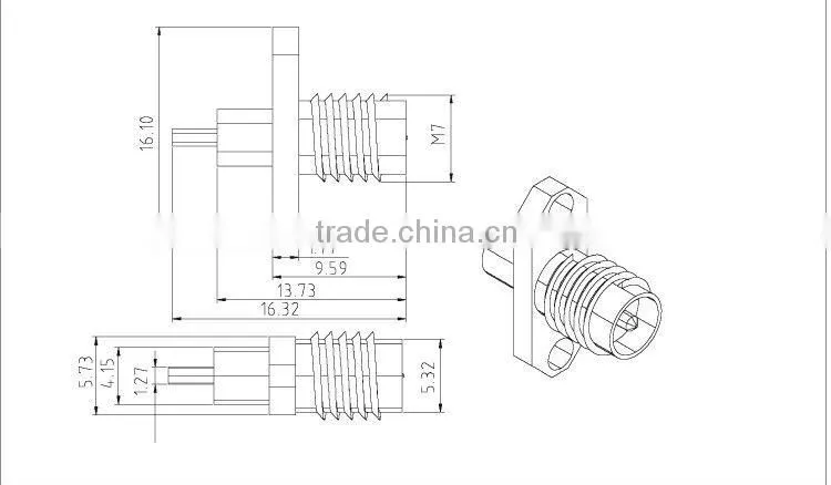 reverse polarity rp sma-female rf coaxial connector two holes panel mount