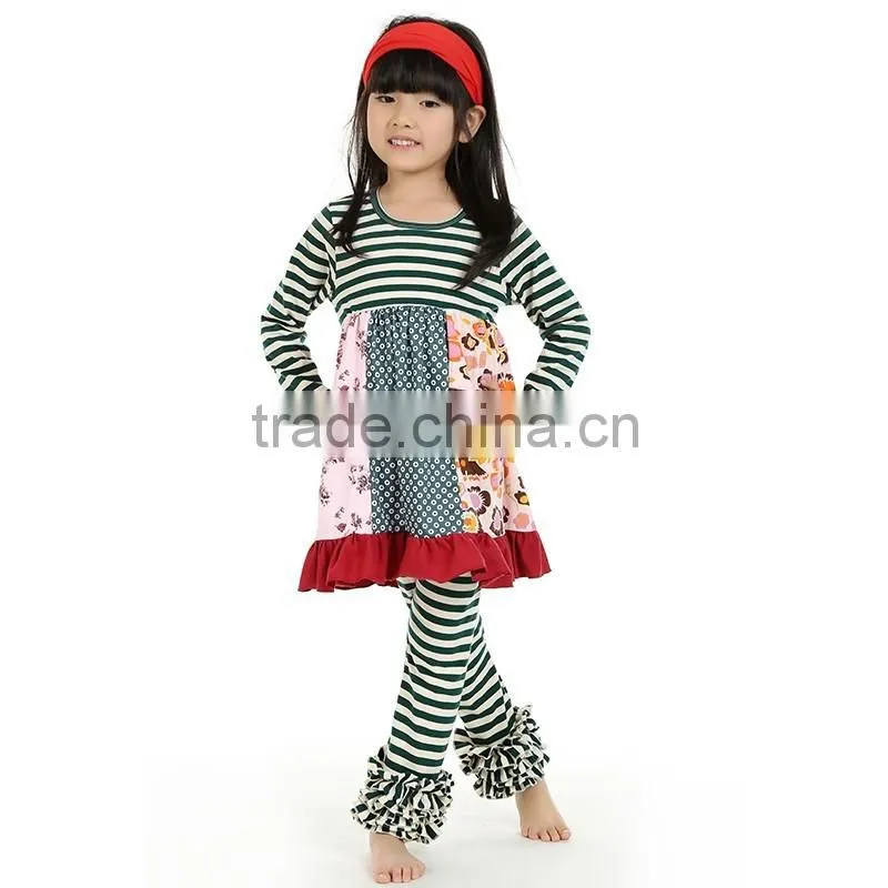 2016 kaiya summer kids girls printed and enbrodery designs t-shirt and pant