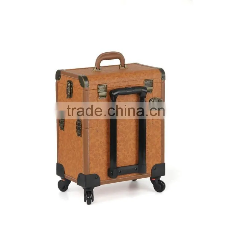 Guangzhou Portable Black Pvc Cosmetic Large Expandable Rolling Makeup Case