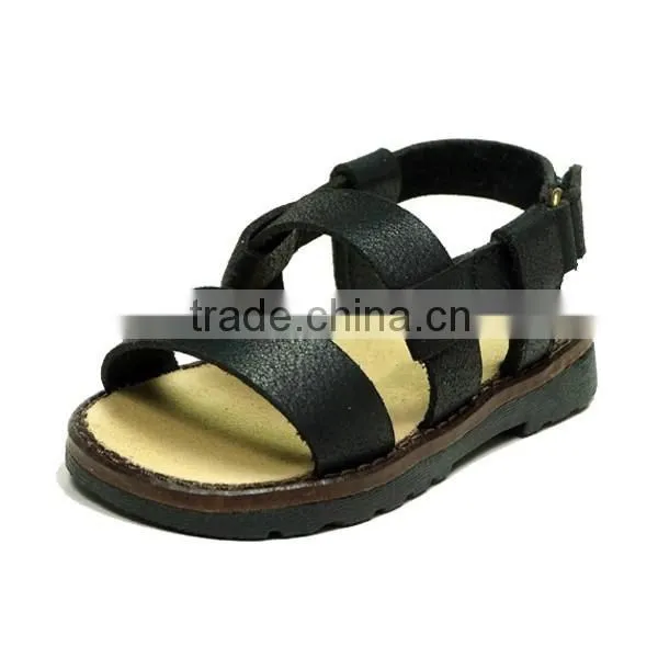 High Quality Brown Crochet Baby Open Sandals with Genuine Leather