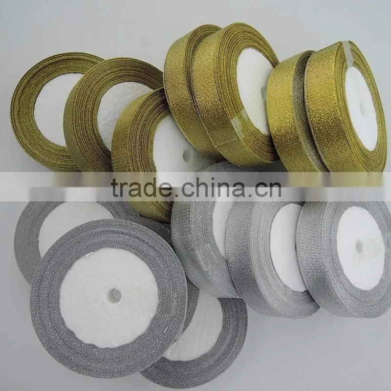 Wholeslae Decorative silver and gold metallic ribbon