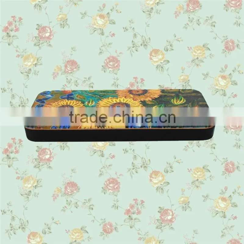 Color Painting Blossom Sun-flower PC and Wood Cell Case for IPhone 5 with press key