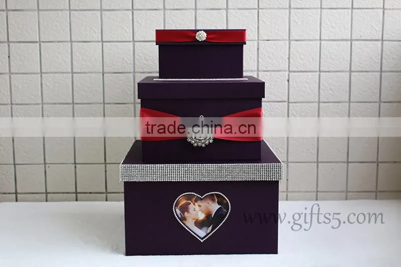Elegant wedding card box handmade wedding box with photo frame