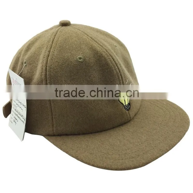Khaki Color Unisex 6 Panel Fashion Custom Corduroy Cap Snapback with Leather Strap Metal Buckle Closure