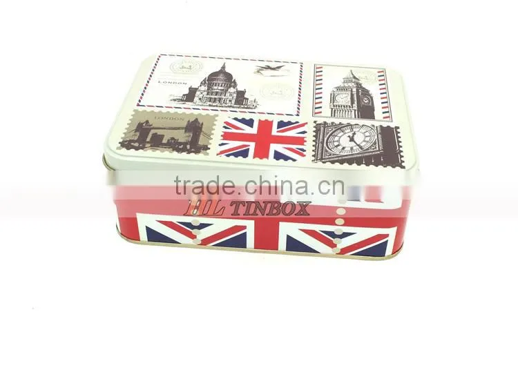 High End Printed Rectangular Cookie Gift Tin Can