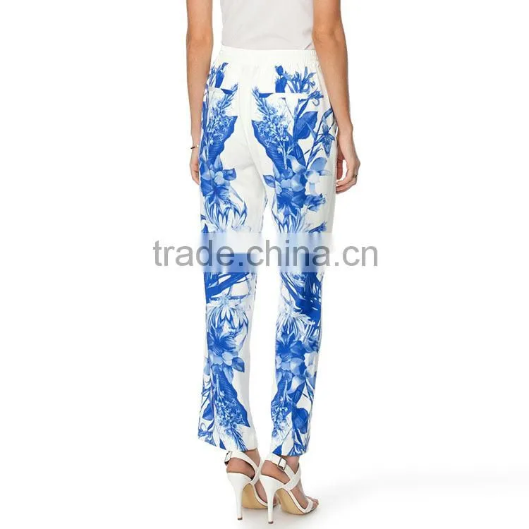 Clothing supplier office wear trousers all over print ltweight fashion women pants