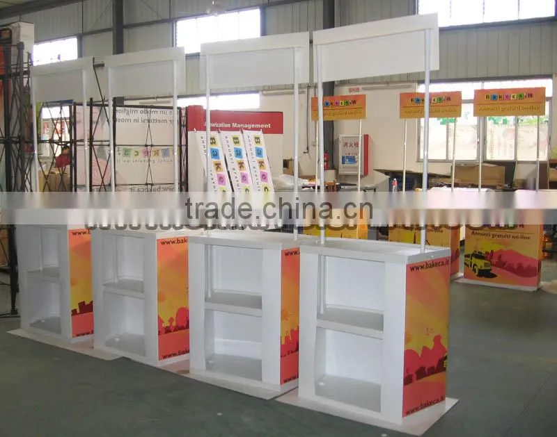 Booth with folding promotion table
