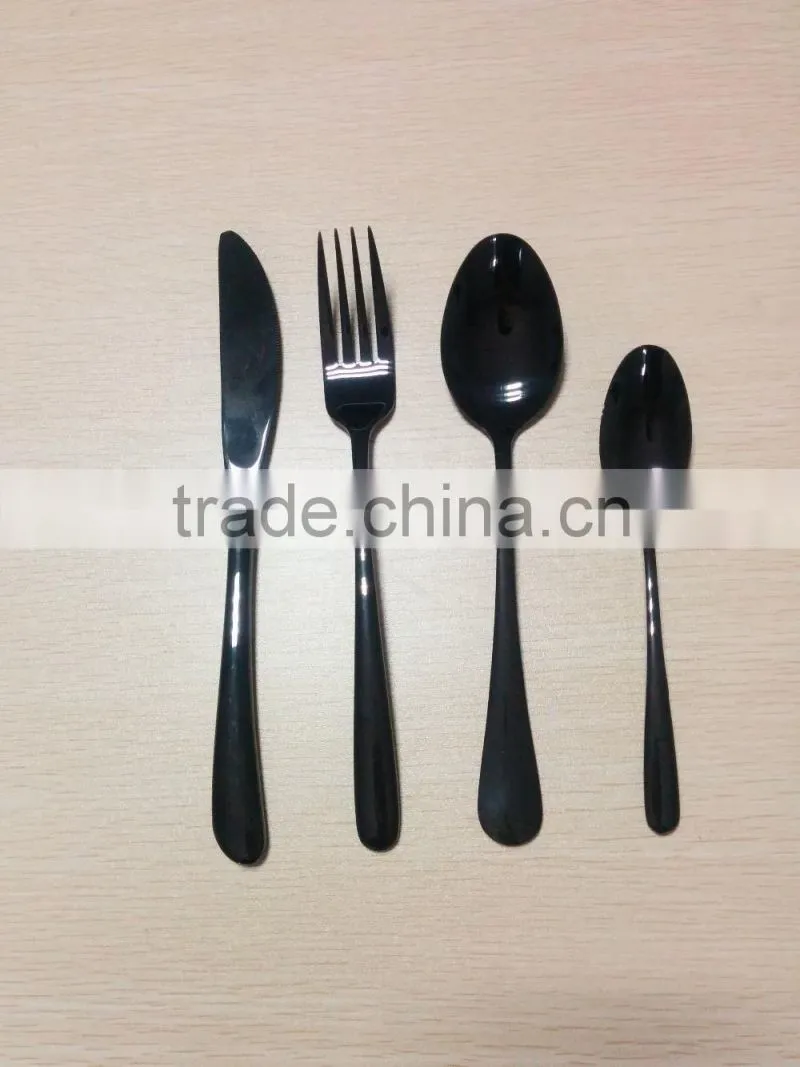 Glossy black PVD coating cutley set FDA LFGB standard North America Market