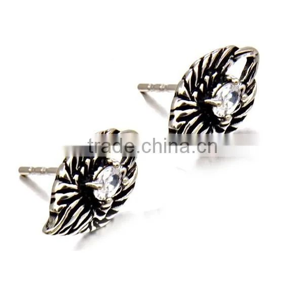 316L stainless steel earrings cheap wings with zirconia vintage fancy earrings