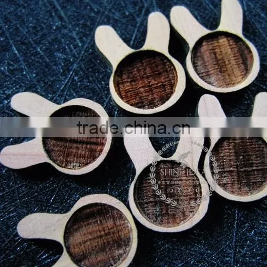 8mm setting size vintage style natual log wood bezel rabbit ears round pendant setting DIY findings supplies 1411147