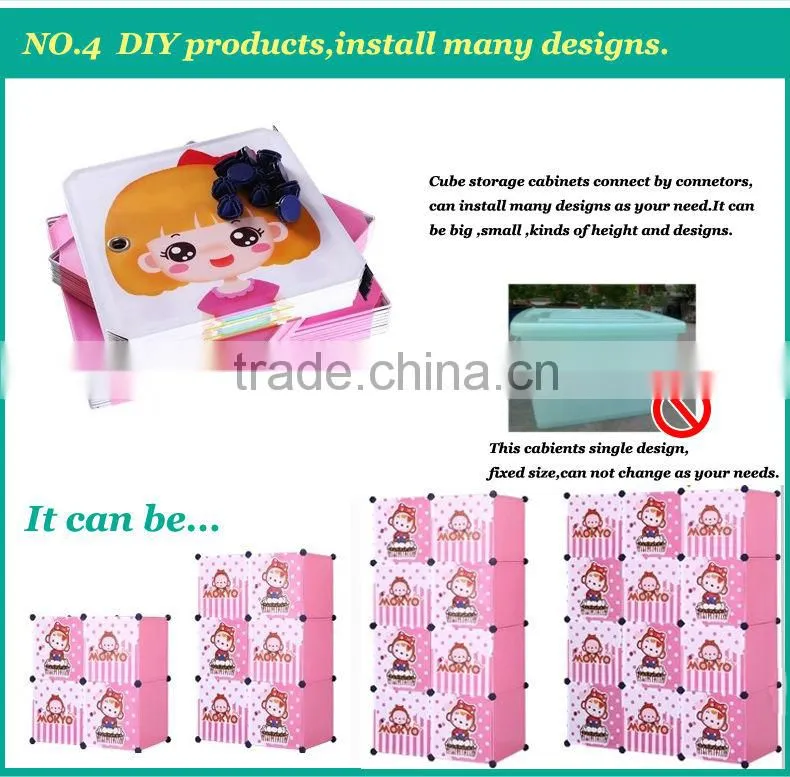 3 cubes eco-friendly plasti cube storage organizer with PP panel and connector FH-AL0014-3