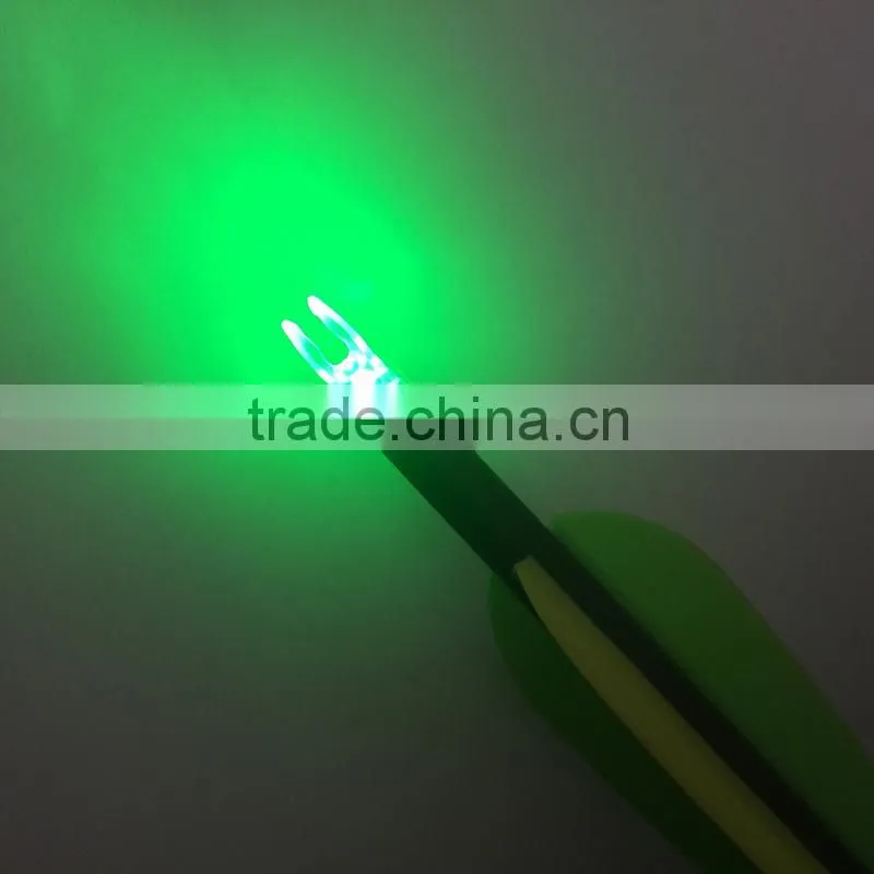 New lighted nock bow and arrow bowstring activated on-off switch for hunting
