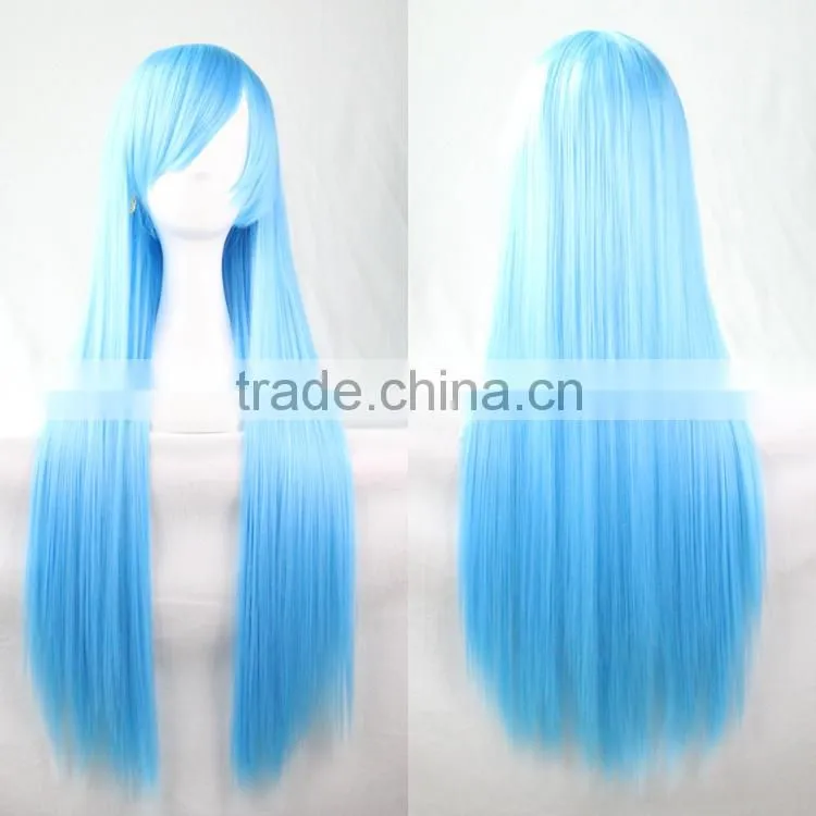 Beautiful wig cosplay blue wig sweety girl long hair wigs wholesale