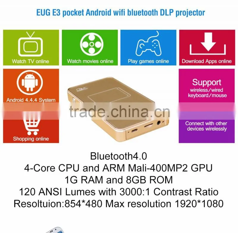 120Ansi Lumens bluetooth battery operated wifi projector