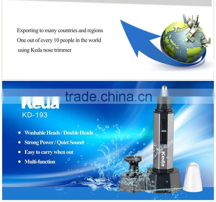 Battery KEDA Nose Trimmer with 2 Heads