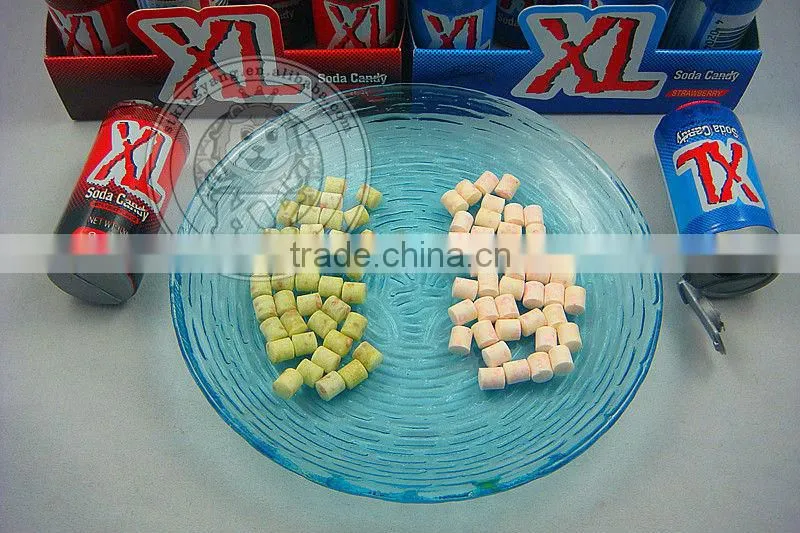 Plastic Zip-top Cans of Soda Tabletting Candy
