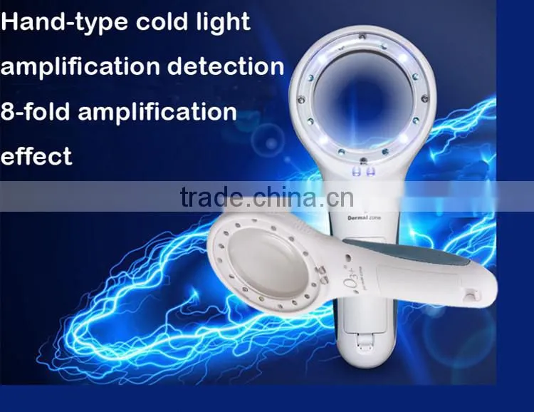 Mini Magnifier skin detection 8 white lights and 6 bule lights check Pigmented skin and Dead skin
