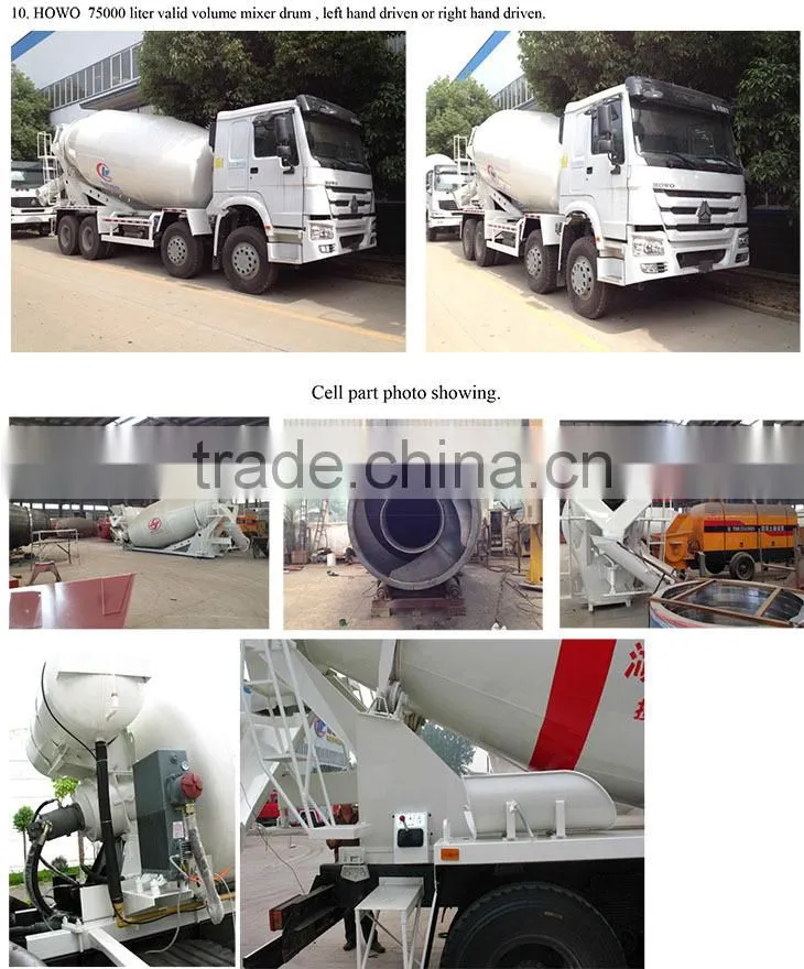 Howo 6*4 type 270hp~371hp 5 m3~6 m3 concrete mixer truck