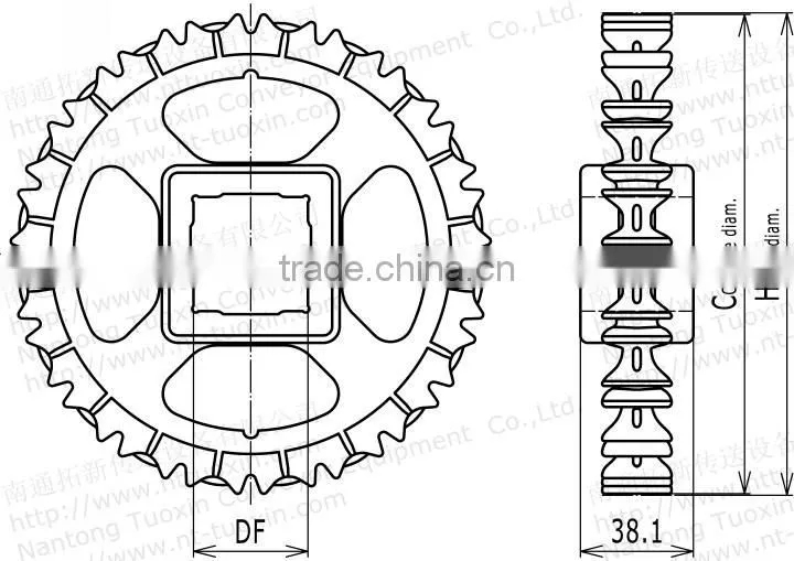 Injection Moulded Classic Plastic Sprocket for 1600 Conveyor Belt