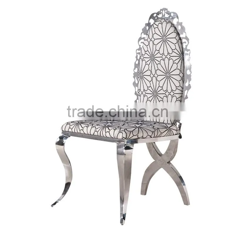 delicate printing PU stainless steel chair wedding chair