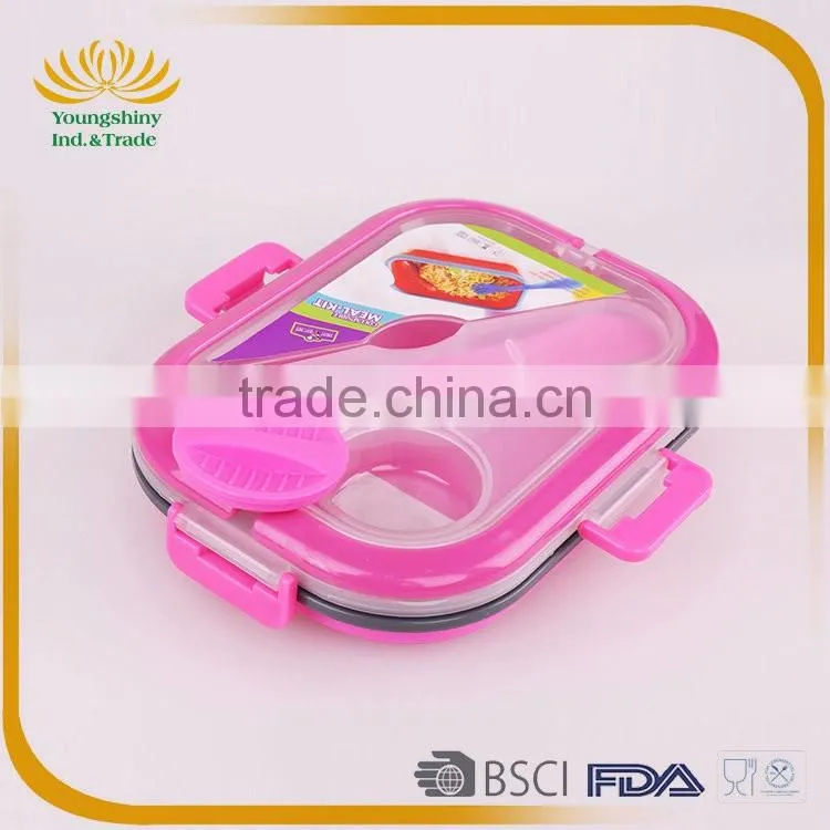 Portative silicone collapsible lunch box with lock