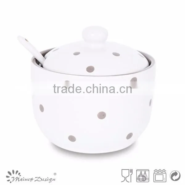 ceramic colorful cute with dot sugar pot