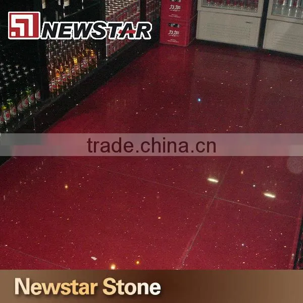 High hardness polished red shimmer quartz stone floor