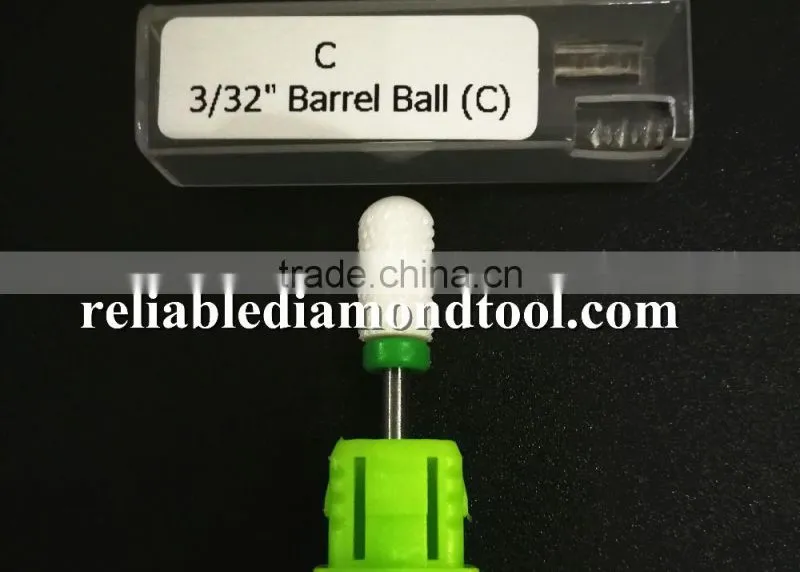 Polishing Drill Barrel Ball Total Length 40MM Course Type Head Blade Diameter 13MM White Ceramic Burr for Nail