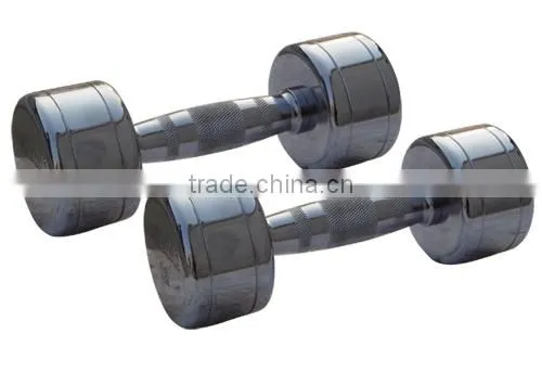 Chrome dumbbell with rubber ring