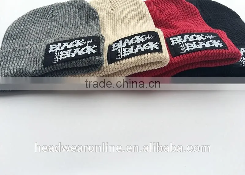 Top Quality Label Patch Beanies Winter Ski Kintted Cap