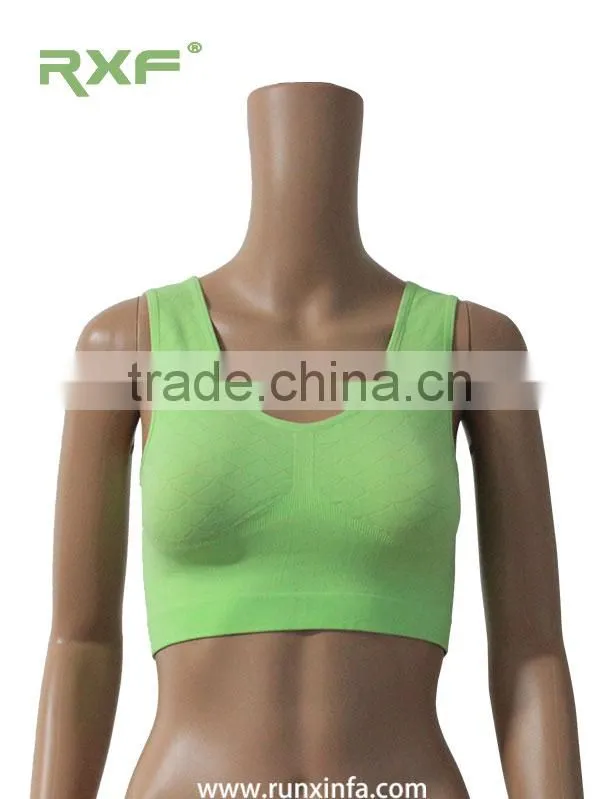 Nylon/spandex made seamless sports bra/wholesale yoga sports girl tube sexy bra