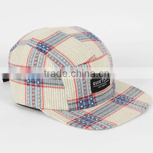 Chambray 5 panel cap flat brim custom 5 panels cotton twill cap