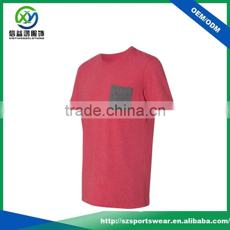 High quality cotton o-neck sport men t shirts with pocket