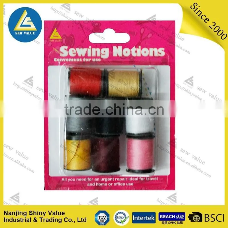 assorted colors 100% polyester quilting thread in plastic box