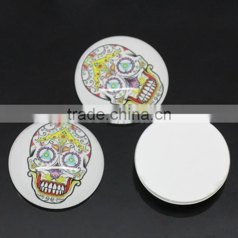 Discount Clear Glass Dome Cabochon Round Multicolor Skull Pattern Halloween 25mm Dia,20PCs
