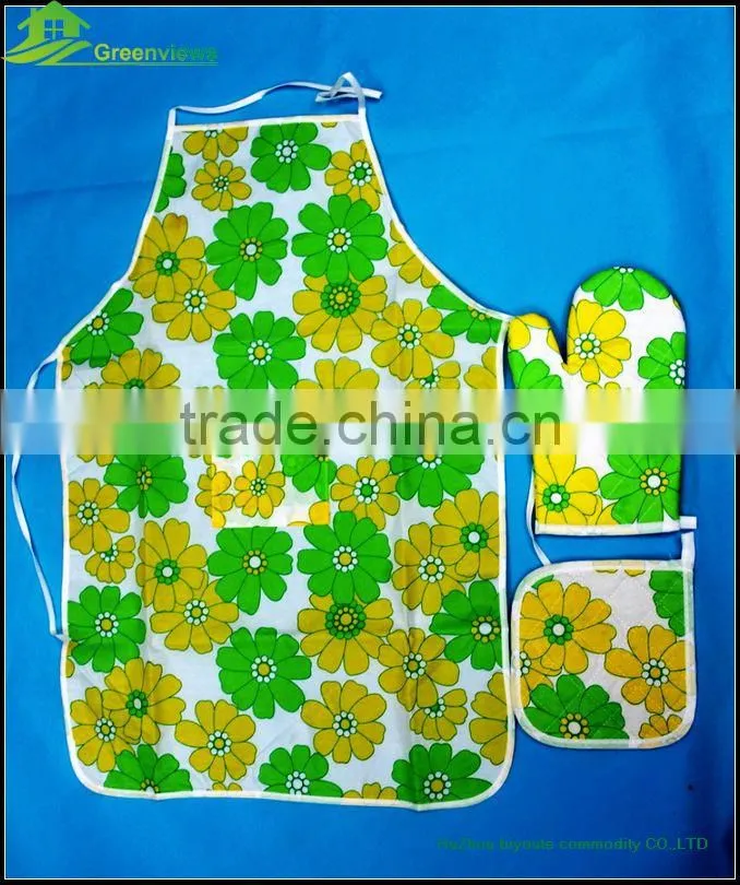 Wholesale Cotton Kids Cooking Apron Set kitchen sets Apron Oven mitt Pot holder