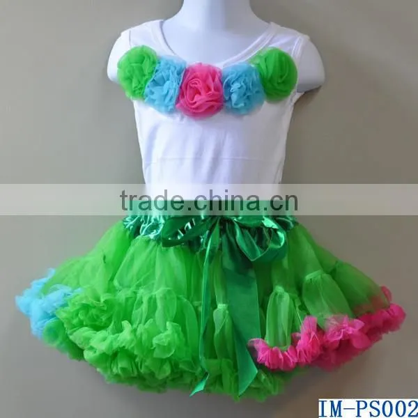 Persnickety Newborn Baby Girls White Cotton Tanks Top Tutu Skirt Sets for Dance Wear IM-PS004
