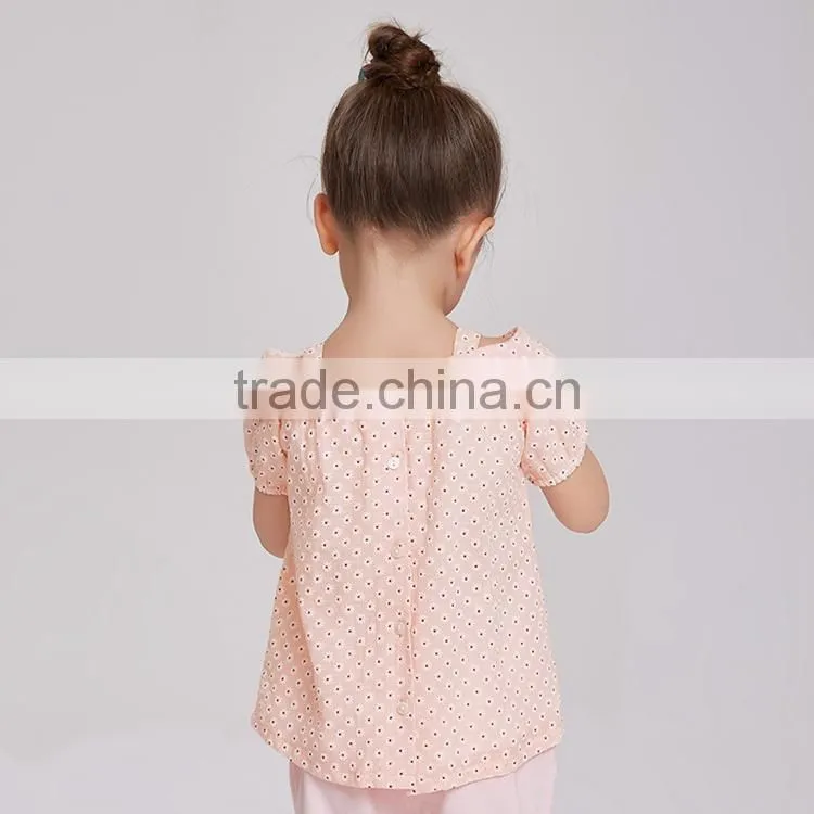 children's Suspenders Cold Shoulder Daisy Prints Tops T shirt